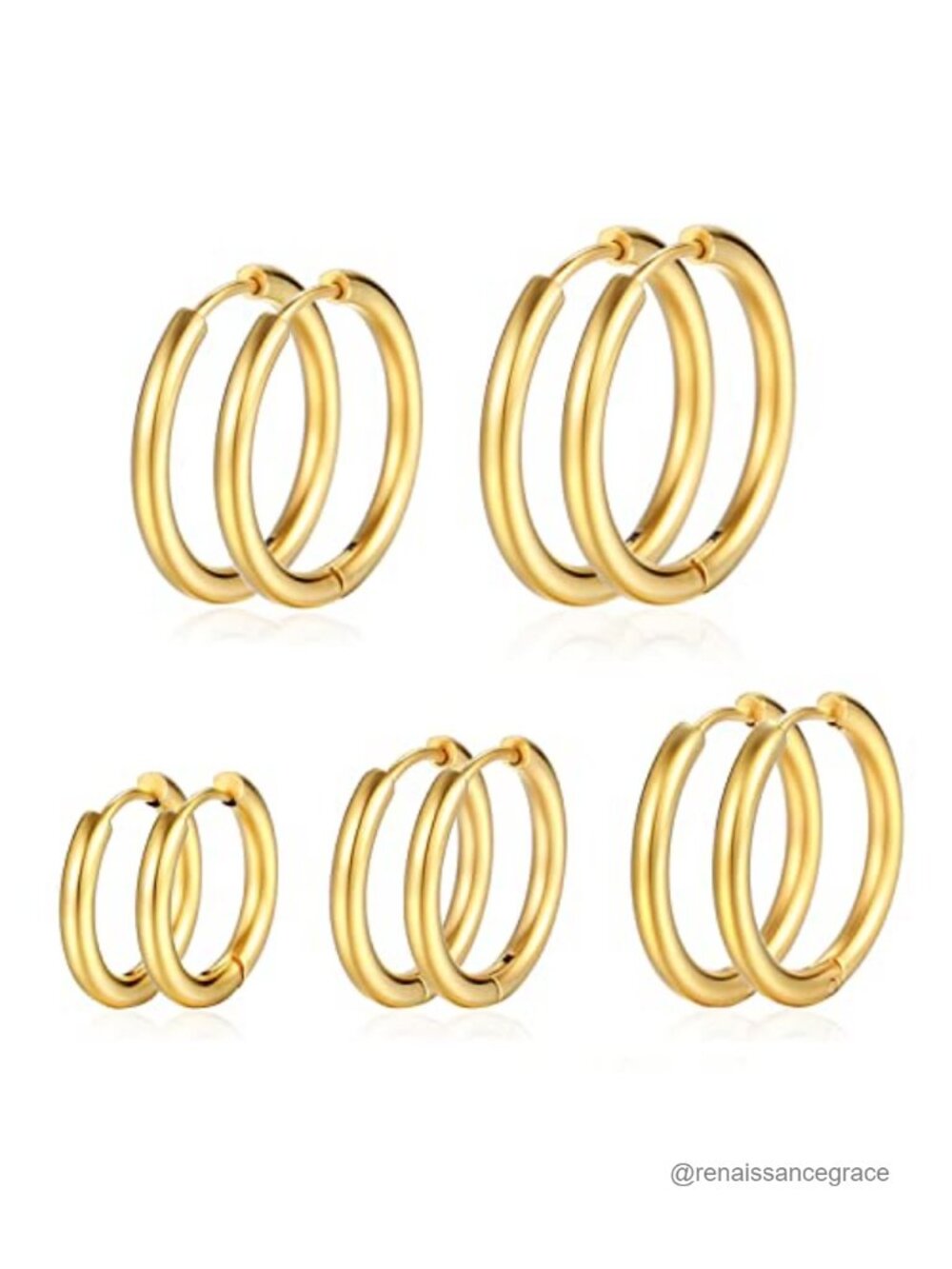 Huggie Hoop Earrings Set 316L Surgical Stainless Steel, Hypoallergenic